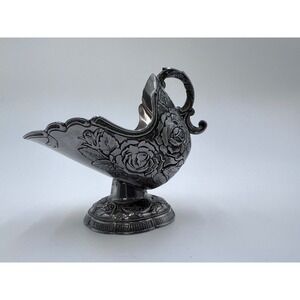 Vintage D&A Silver Plate Rose Repousse Sugar Scuttle Victorian Floral Scoop